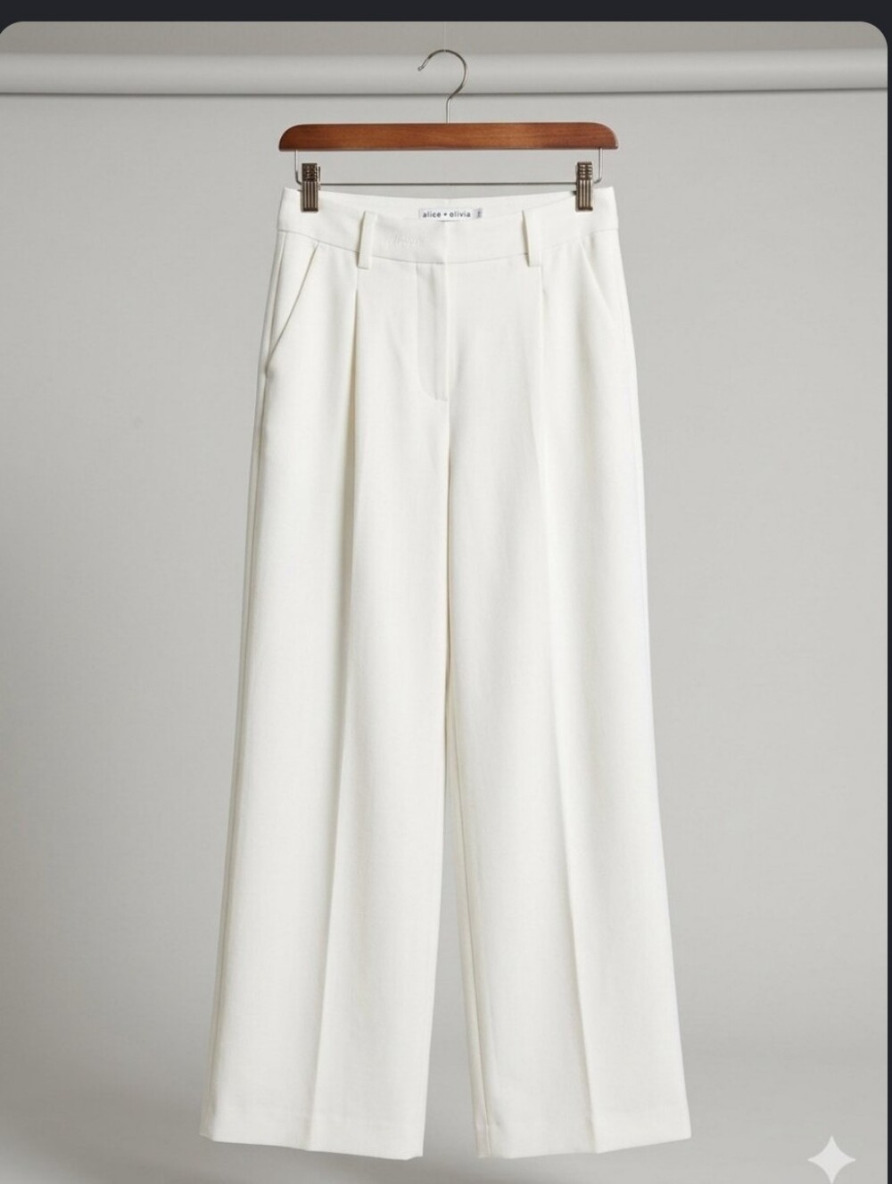 Alice & Olivia Nwt Wide-Leg Wool Blend Cream Trousers Size 4